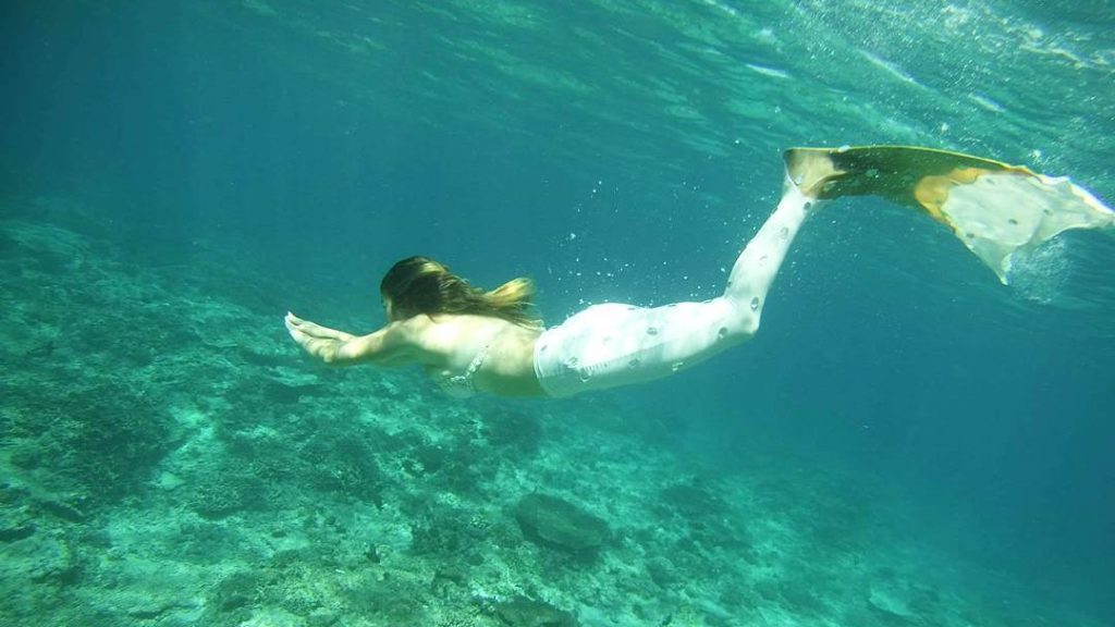 Island Mermaids Swimming with a Green Mermaid Tail in Bali