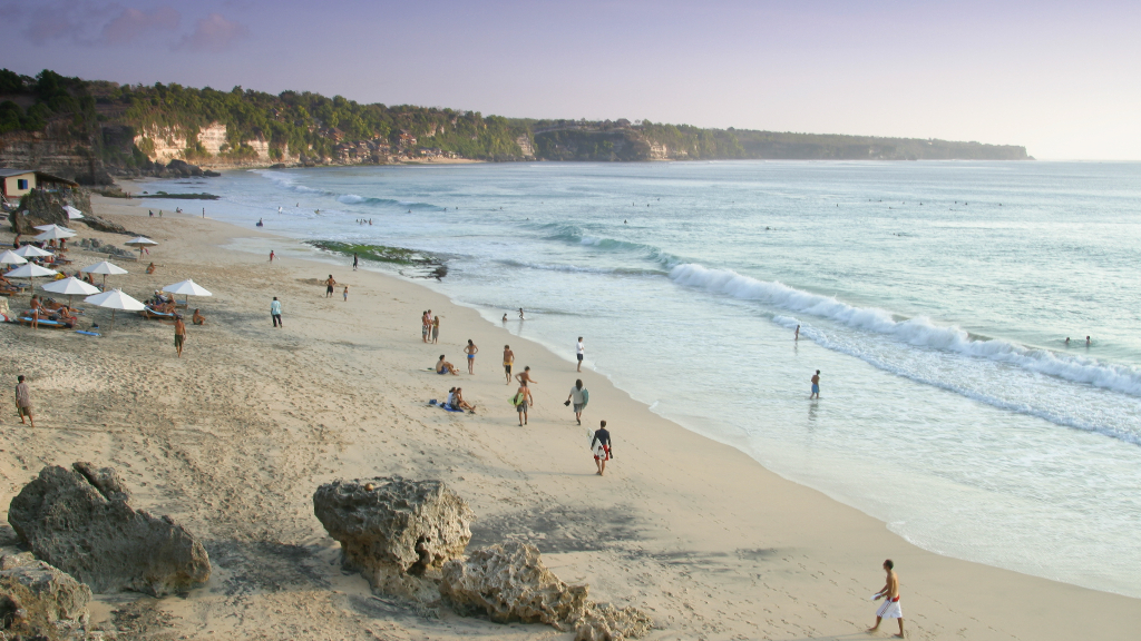 Tourists in a beach in Bali